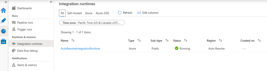 Azure Data Factory: Default integration runtimes